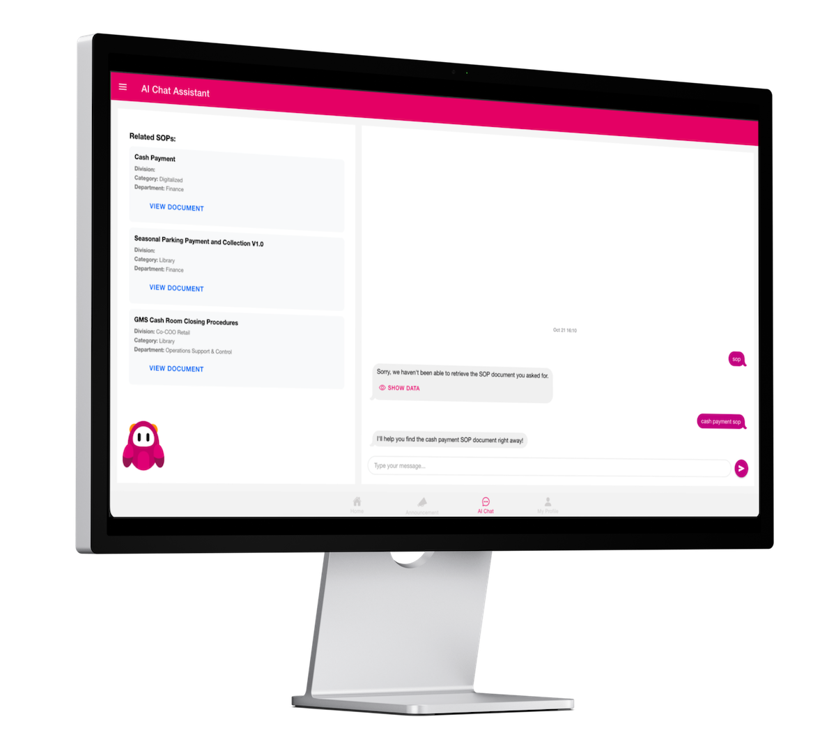 AI E-learning and SOP Interface Preview